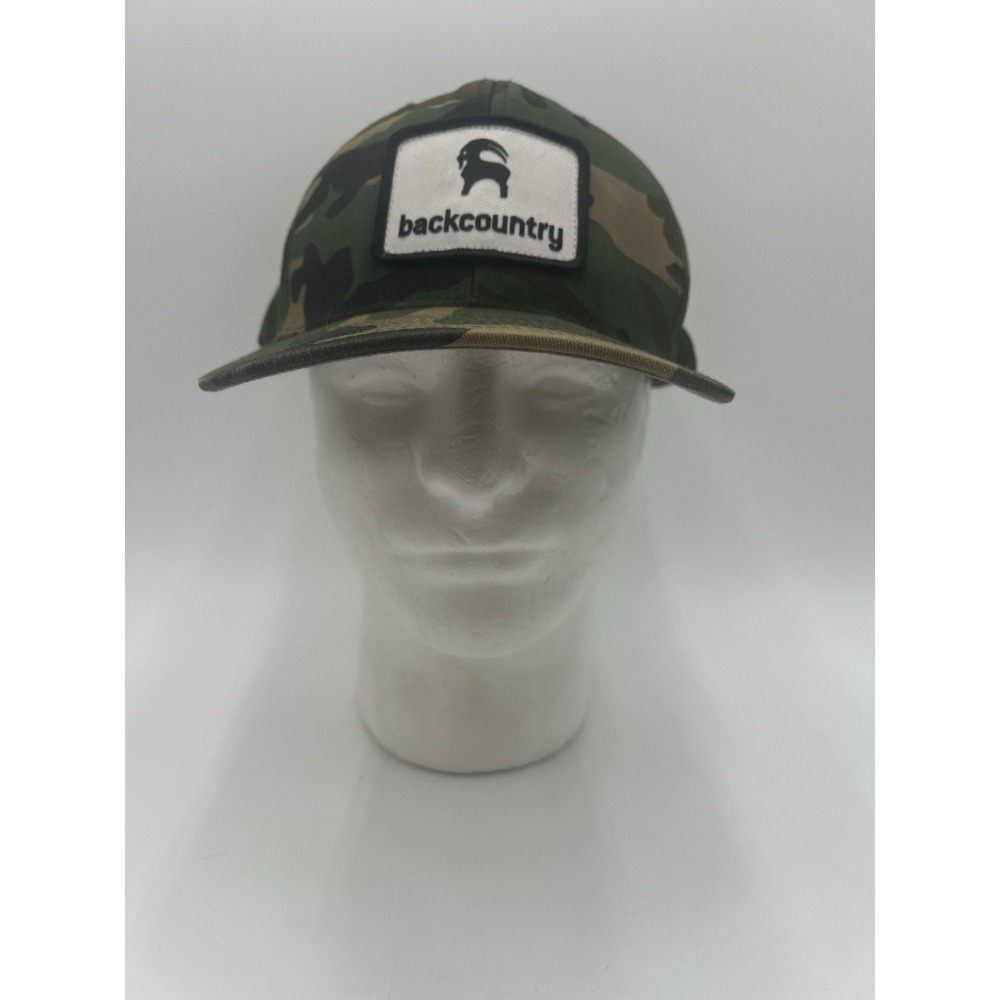 Backcountry Goat Logo Camo Snapback Hat‎ Flat Bill Adjustable Cap Wool Blend